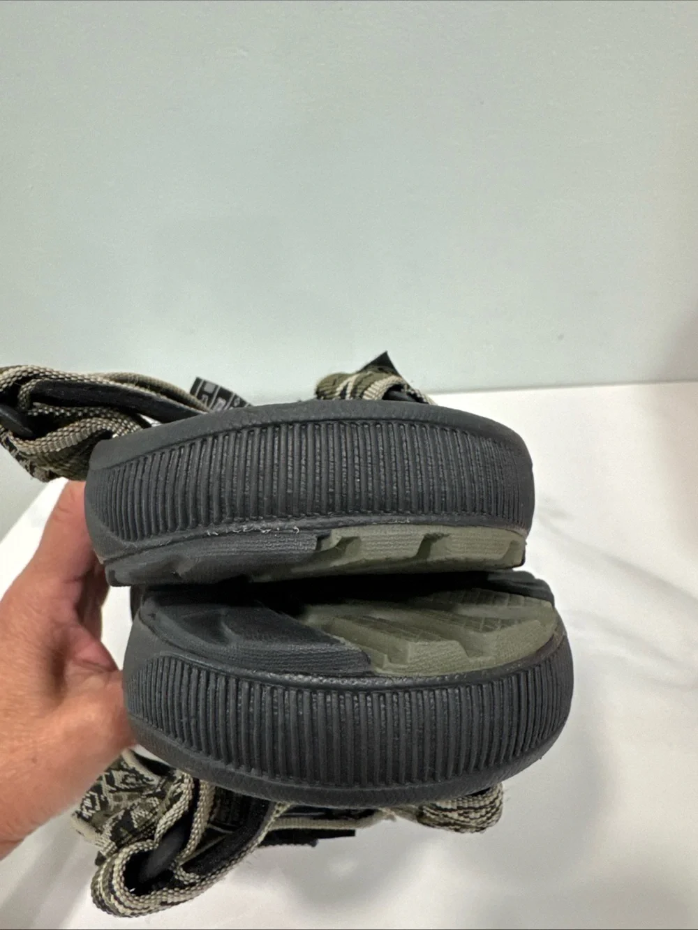 Outdoor Strap Sandals with Patterned Olive Straps